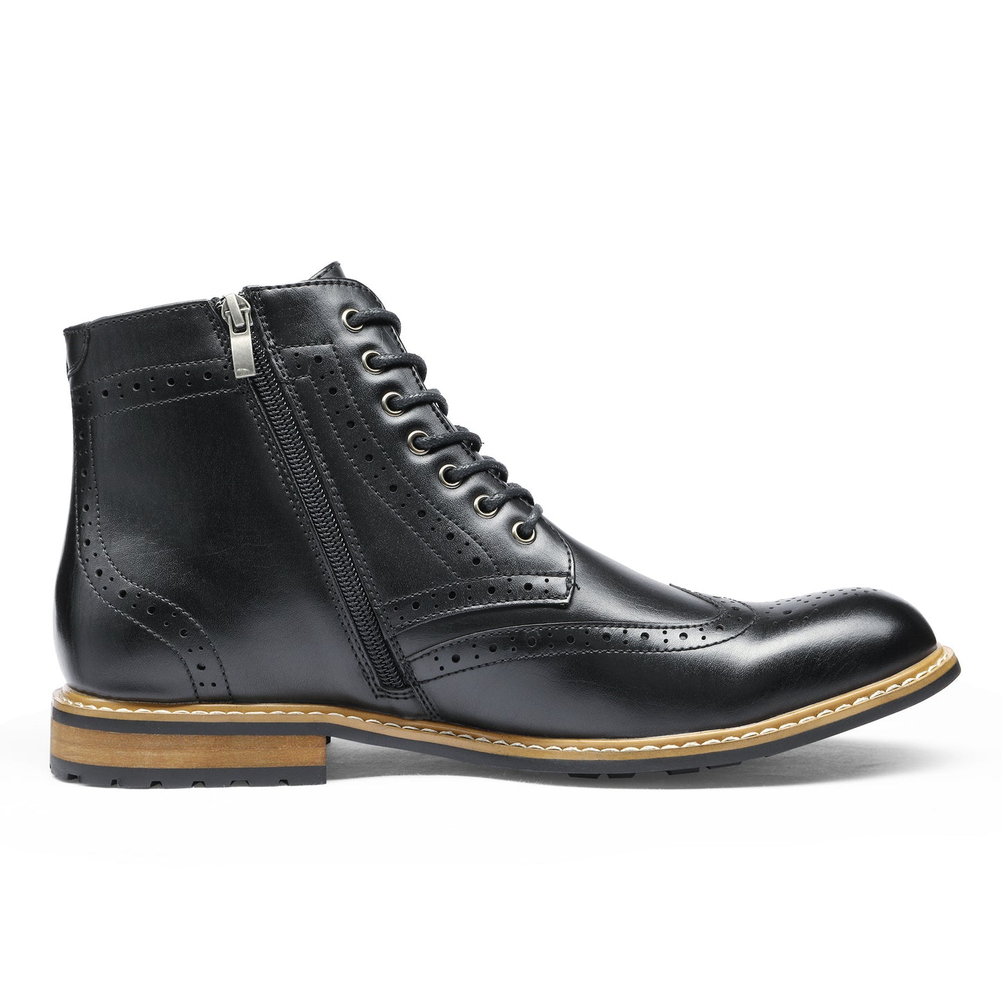 Men's Dress Ankle Motorcycle Boots Wingtip Lined Derby Oxfords
