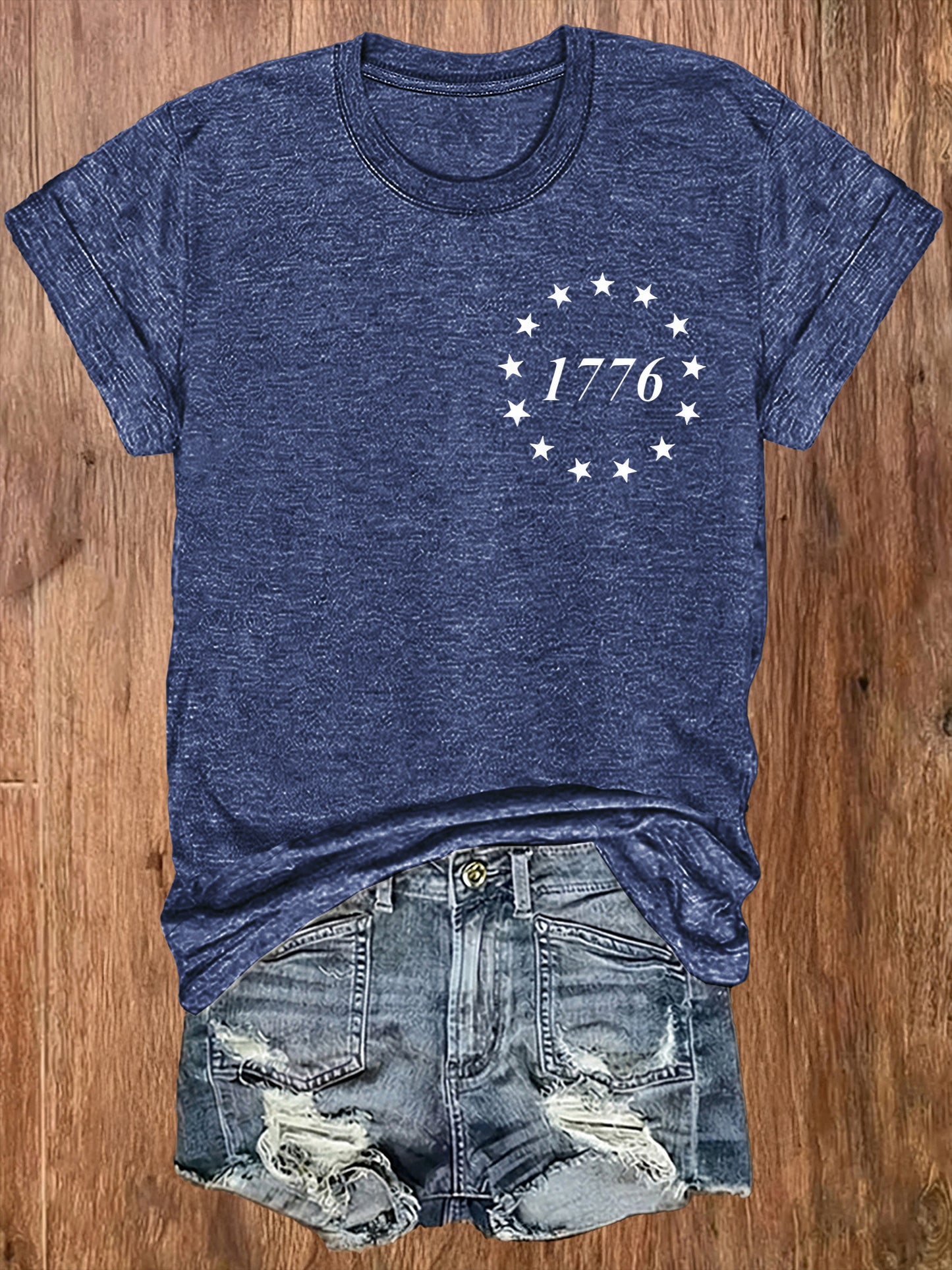 Women' US Flag T-Shirt with 1776 Design & American Symbols - Breathable Short Sleeve Top, Casual Streetwear Blouse-Compatible for - Wear Suitable for Fall Outfits, 4th of, Casual Attire, Machine Washable Non-