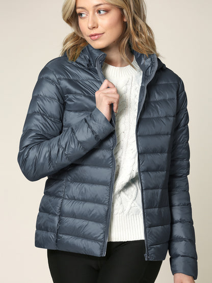 Women's Ultra Light Weight Packable Down Jacket with Removable Hood
