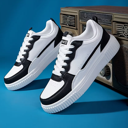 Women'S White Casual Sports Shoes - Lace-Up Low-Top Flat Tennis Shoes, Breathable Upper, Shock-Absorbing And Wear-Resistant MD Sole, Suitable for All-Season Sports, Running, Traveling And Daily Wear, Skate Shoes, Fashionable Women'S White Sneakers