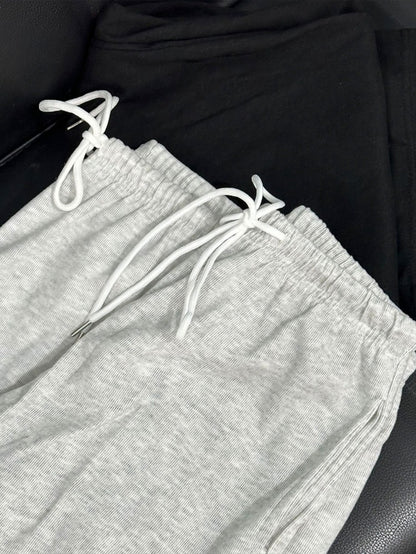 2pcs Women's Casual Wide-leg Pants with Elastic Waistband and Pockets - Elastic, Loose-fitting, Solid Color (black and Gray), Suitable for All Seasons, Comfortable Clothing | Loose Pants | Medium Elastic, Women's Jogging Pants/ Sweatpants/ Training