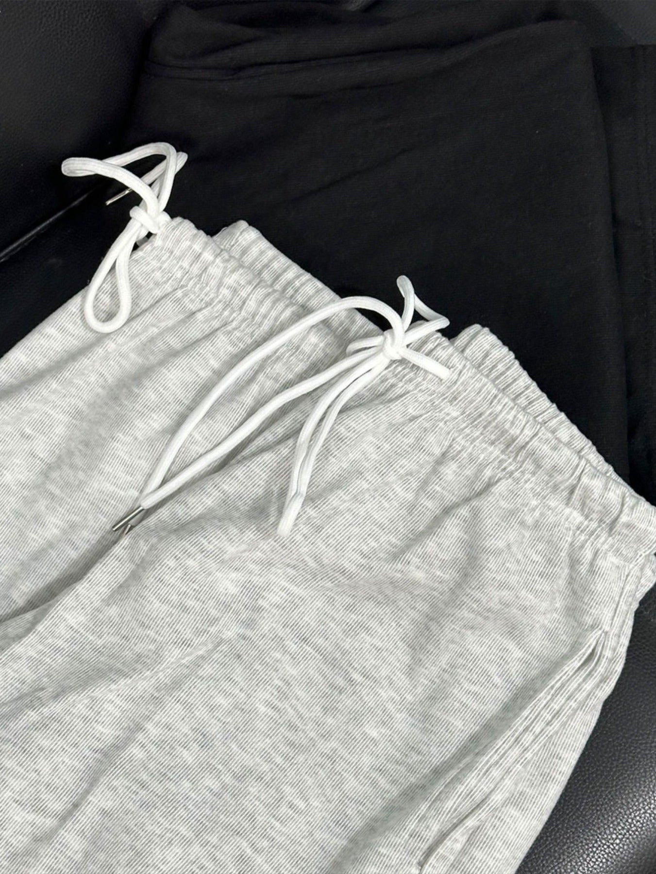 2pcs Women's Casual Wide-leg Pants with Elastic Waistband and Pockets - Elastic, Loose-fitting, Solid Color (black and Gray), Suitable for All Seasons, Comfortable Clothing | Loose Pants | Medium Elastic, Women's Jogging Pants/ Sweatpants/ Training
