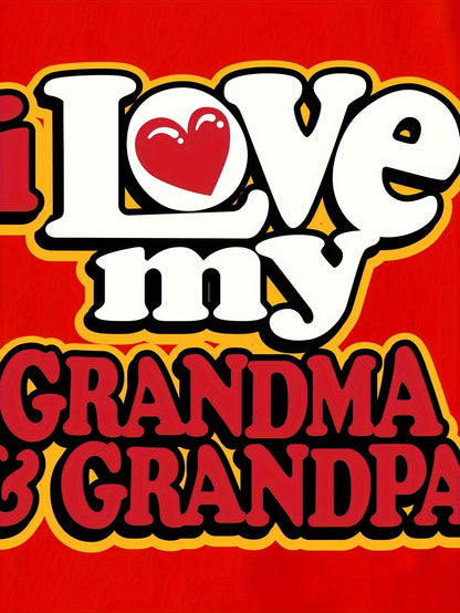 I Love My Grandma & Grandpa Print Boys 100%Cotton T-Shirt