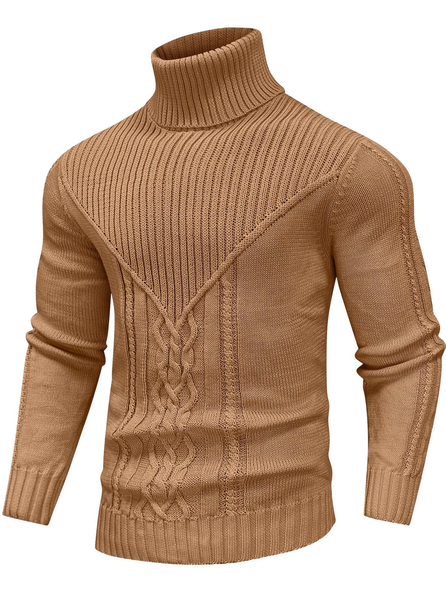 Men's Mature Casual Vintage Twisted Turtleneck Knit Pullover