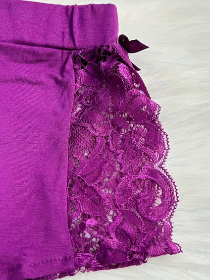 Spring/Summer New Gift Set: Solid Color Lace Trim Halter Neck Tie-Back Button-Up Open-Back Lace Trim Soft Skin-Friendly Sexy Home Sleepwear Set