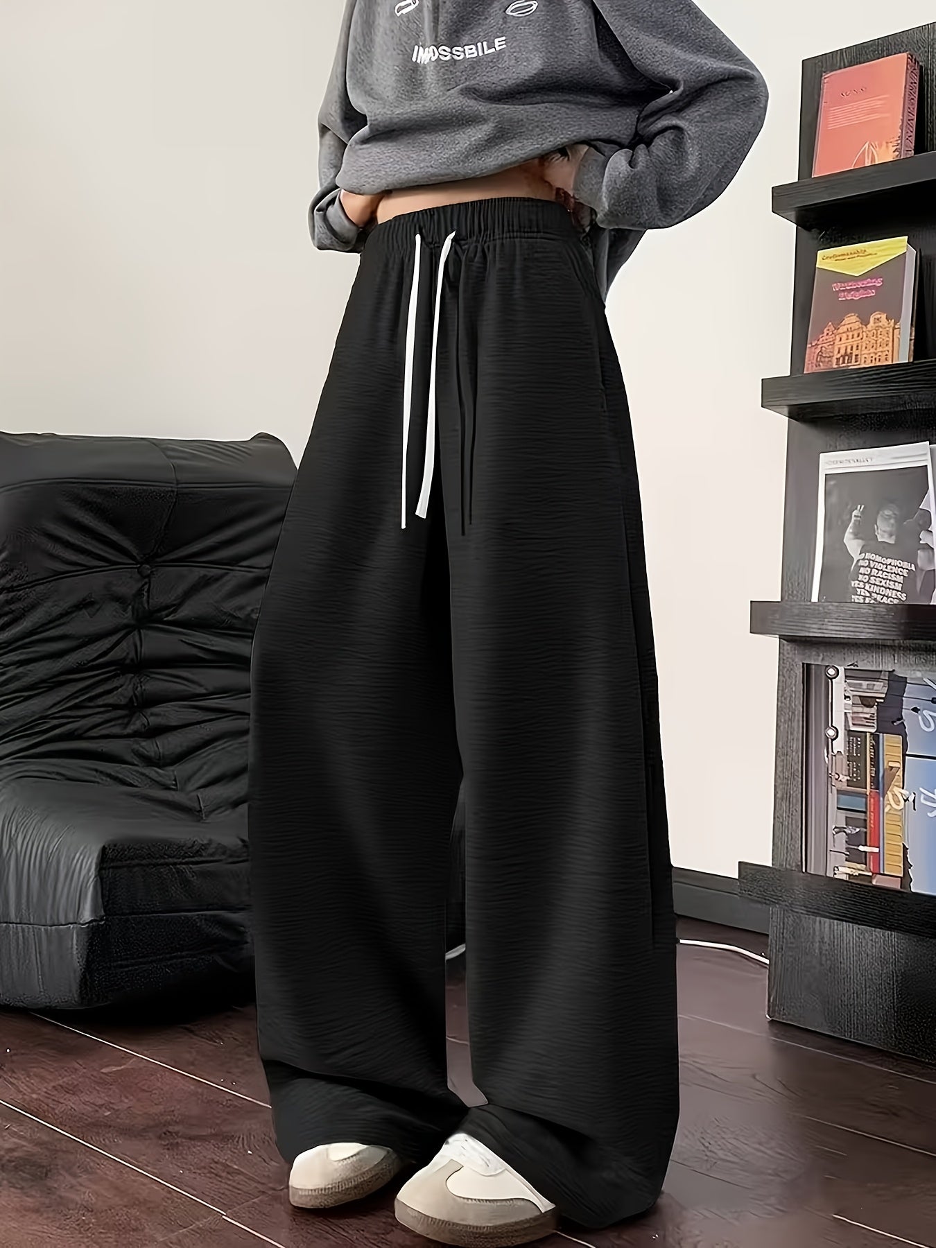 3pcs Spring And Summer Trendy Versatile Long Pants [Soft Joggers] Sizes Run Large, It Is Recommended to Choose One Size Smaller. Women's Soft Joggers - Loose Fit, Elastic Waistband with Drawstring, Double Side Pockets - Machine Washable
