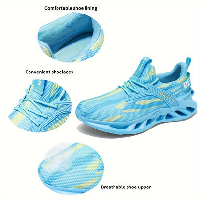 Unisex Benelli Lightweight Running Shoes, Breathable Mesh Fabric, Stable Support, Neutral Pronation, EVA Sole, Casual Sports Sneakers for Women, Random Print, All-Season