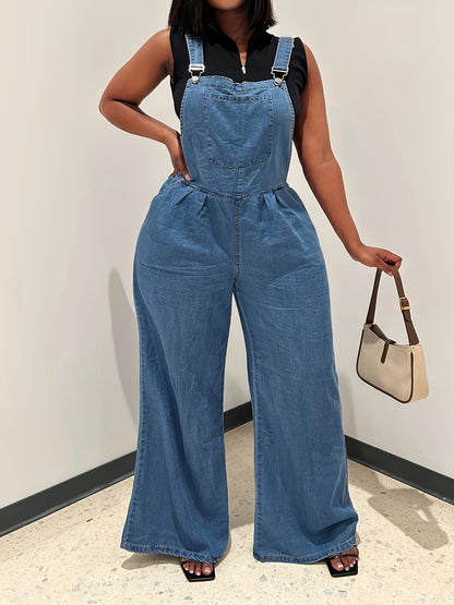 Cross-border European and N Fashion Trend Ladies Jeans Straps Wide Leg Pants