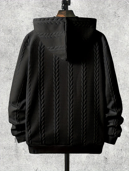 [Brown Hooded Jacket] Stylish Brown Men'S Hooded Jacket| Long Sleeve, Casual Knit Zip-Up with Pockets, All-Season Wear