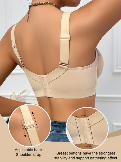 Smooth Women's Bra Underwear with Steel Ring, Comfortable, Gathered And Anti-sagging Wide Shoulder Strap Bra Shipped From Local Warehouse