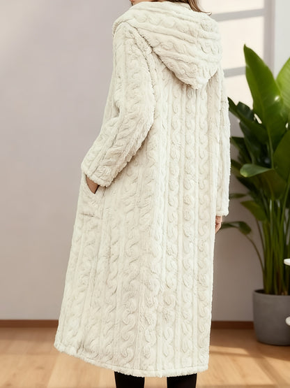 Elegant Women's Long Cardigan - Stylish Outer-Style Bathrobe, Machine Washable, All-Season Sweater, Daily Button-Up Mid-Length Coat, Structured Design, Suitable for All Seasons, Women's Lightweight and Breathable Spring/Autumn Bathrobe