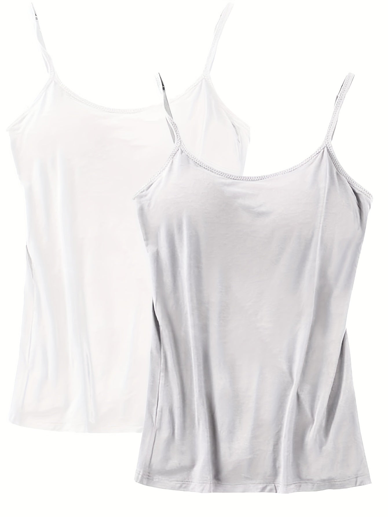 Ladies' Tank Top Featuring an Integrated Bra - Padded Camisole For, Highly Elastic Spaghetti Straps with Adjustable Breathable Straps Available in Sizes S to XL