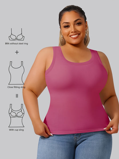 Plus Size - Directional Development Vest Big U Beauty Back 2-In-1 Comes with Coasters Pit Ribbed Base Vest to Wear Outside