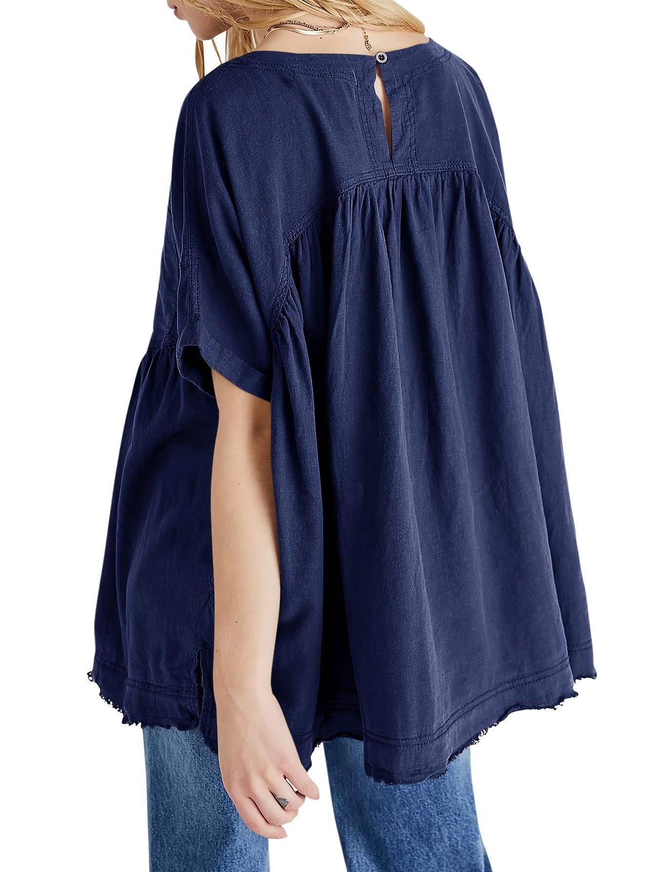 Women's Beige Oversized Short-Sleeve Shirt - product view 19