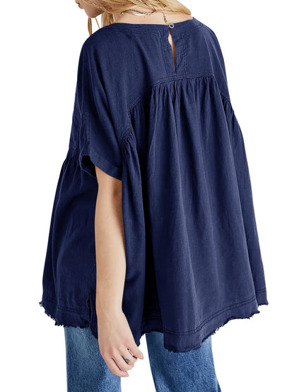 Women's Beige Oversized Short-Sleeve Shirt - product view 19