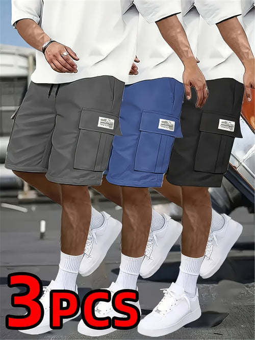 3pcs Set - Men's Shorts, Casual Loose Shorts, Perfect Choice, Large Pocket Workwear Shorts, Summer Workwear Shorts Men's Five Quarter Pants Ins Trendy Straight Leg Casual Five Quarter Shorts Couple Basketball Pants