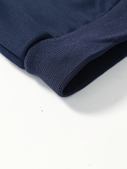 Men'S Navy Blue Tracksuit Set for Spring And Autumn - Zip-Up Jacket with 'SPORT' Print And Joggers, Made of 100%, Non-Stretch Material, Featuring Pockets
