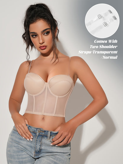 Lingerie for Women Featuring a Seductive French Mesh Bra with Detachable Straps, Discreet Underwire, Made from 90% Polyamide And 10% Elastane, Crafted from Solid Fabric, with Fixed Padding, Designed for Adults