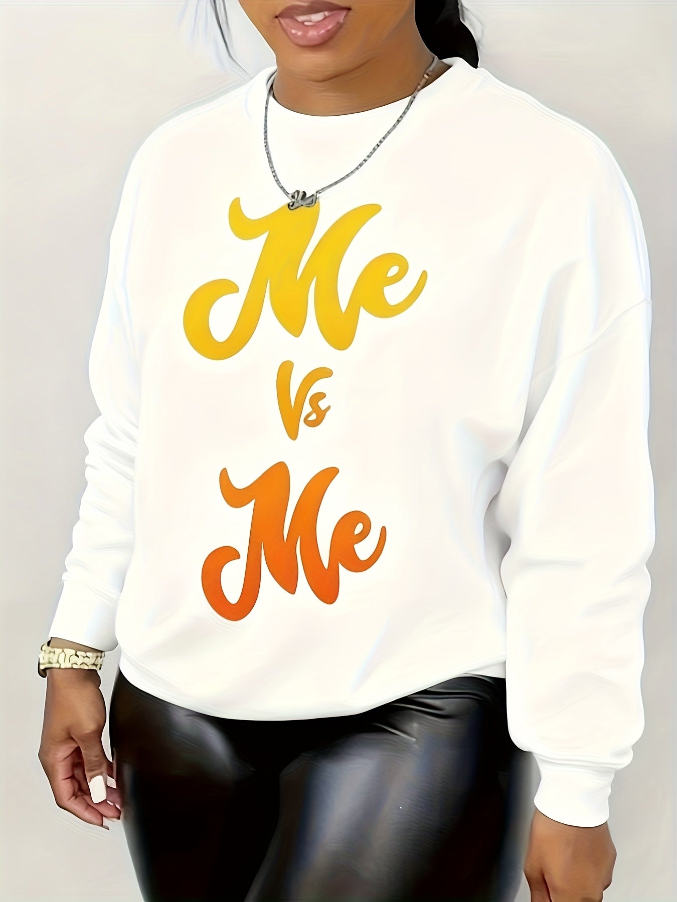 1pc Women'S Casual Crew Neck Sweater, Letter Print Long Sleeve Pullover for Autumn/ Winter, Black Sweatshirt