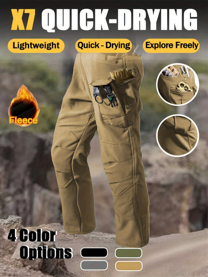 Men'S New Thickened Two-Piece Windproof Jacket And Hoodie Designed for Autumn And Winter, Featuring Multiple Pockets, Elastic Materials, And Warmth, Ideal for Hiking, Skiing, Fishing, And Outdoor Sports. Tactical Style with Breathable Fabrics