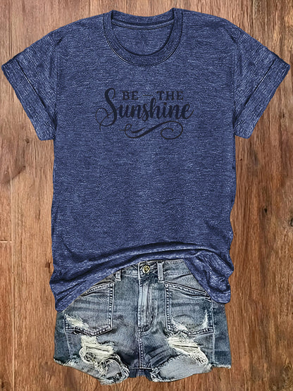 Women'S Casual Sports T-Shirt | Lightweight & Breathable European Summer Round-Neck Tee With Uplifting 'Be The Sunshine' Print - Ideal For Spring/Summer And Perfect For Various Occasions