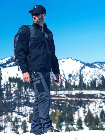 2pcs Set, Men'S Outdoor Cargo Pants, Multi-Functional Pockets, Lightweight, Ripstop, Durable Work Pants, for Camping Hiking Fishing, Suitable for Spring Summer And Autumn Seasons