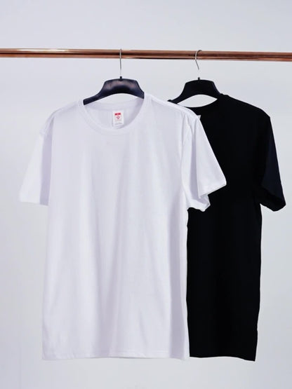 Men's 6-Pack Plus Size Cotton T-Shirts - Solid Color Crew Neck Basics