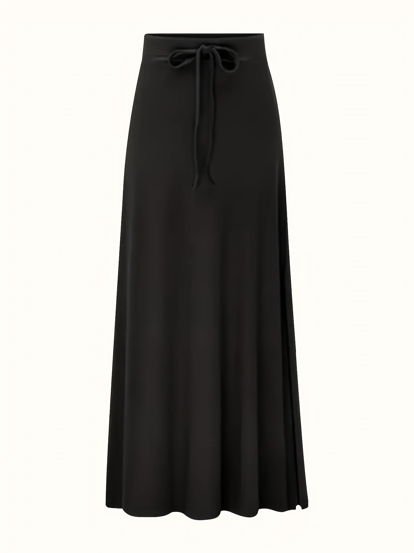 Plus Size - 3pcs Women'S Solid Color Elegant Long Skirt Fashionable High Waisted Elastic Slit A-line Skirt Large Casual, Daily Wear, Comfortable Clothing, Aline Silhouette, Elastic Fabric, Large Size Skirt, Women'S Skirt, Curvaceous Women