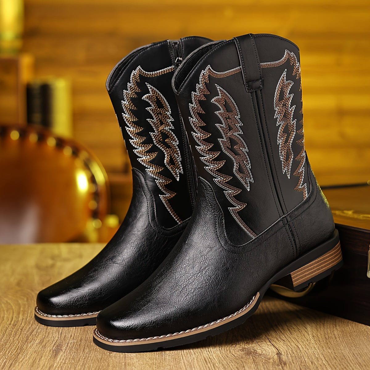 CKYF Western Cowboy Men's High-Top Embroidered Boots