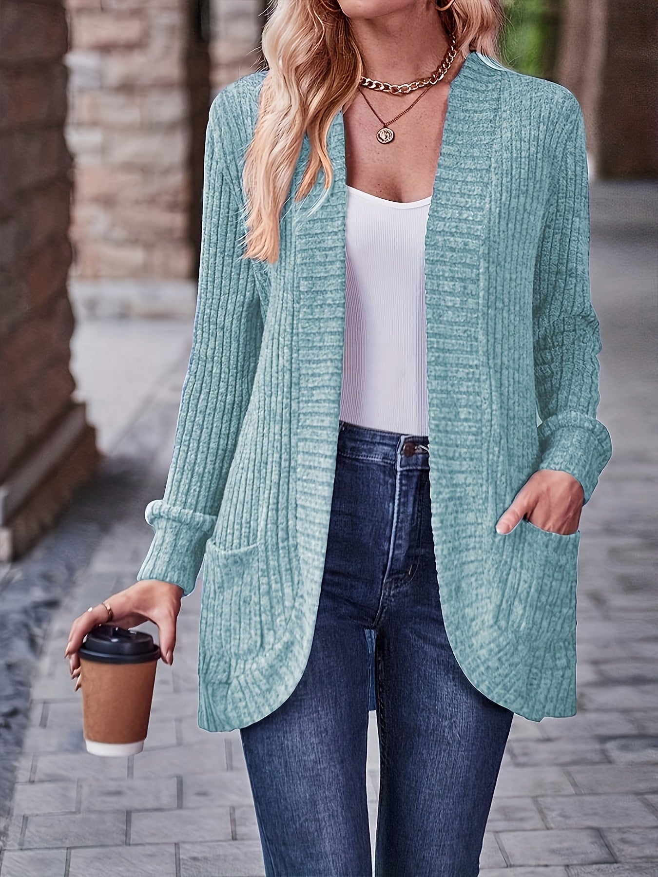 [Orientation] Elegant Orientation + Fashionable Loose Casual Solid Color Thread Pocket Splicing Long Sleeve Blouse