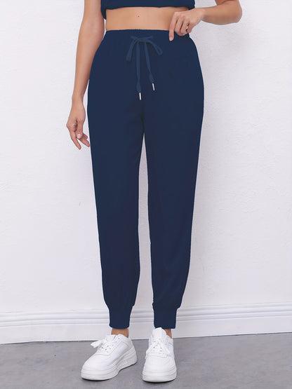 Women'S Frosted Pocket Brush Pants with Elastic Ribbed Toe Binding Work Pants