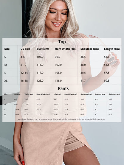 2pcs Women's New Solid Color Fashionable Casual Pure Short Sleeved T-shirt Three Piece Pants Two-piece Set