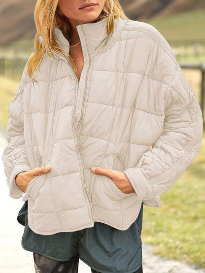 Buoniyk Women's Oversized Splice Quilted Lightweight Puffer Jacket Casual Padded Coat