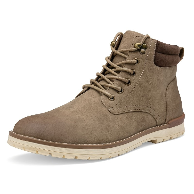 Men's Waterproof Hiking Boots Suitable for Outdoor, Trekking & Casual Wear - Upper & Sole, Mid-Calf Ankle, -Terrain Traction, - Mid-High Chukka Boots for Hiking,, Daily Use (Lace-Up)