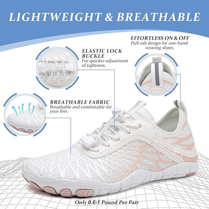 Women's Versatile Quick-Dry Sneakers: Lightweight, Non-Slip, Breathable Striped Aqua Shoes for All-Season Outdoor Adventurew Slip Lace Up Casual Shoes