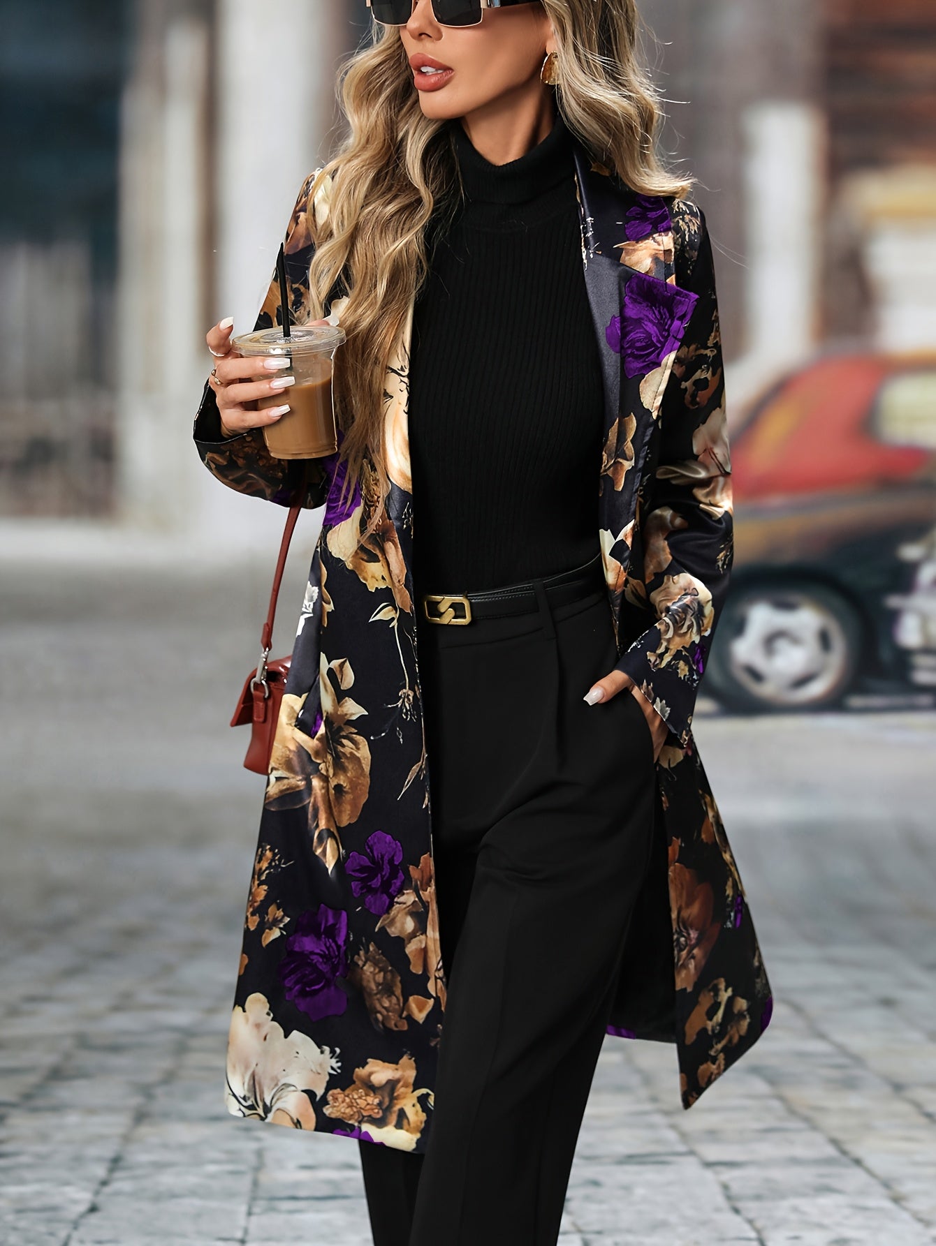 Long-sleeved Floral Pattern Single-breasted Suit Jacket