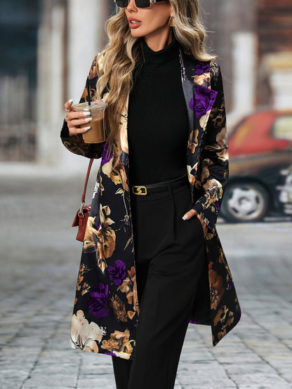 Long-sleeved Floral Pattern Single-breasted Suit Jacket