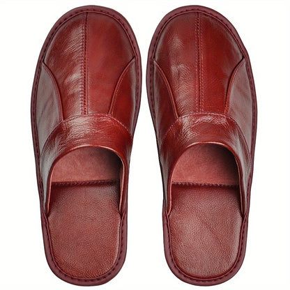 Genuine Leather Slippers Non-slip Genuine Leather Slippers Winter Spring Autumn Summer Indoor Slipper for Men Women Elderly | Casual Single Slides Shoes