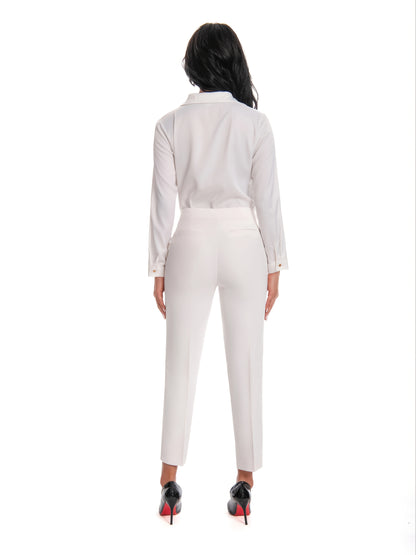Women'S High Waisted Slim Fit Ankle Dress Pants Stretch Trousers with Pockets, Elegant Office Workwear Bottoms