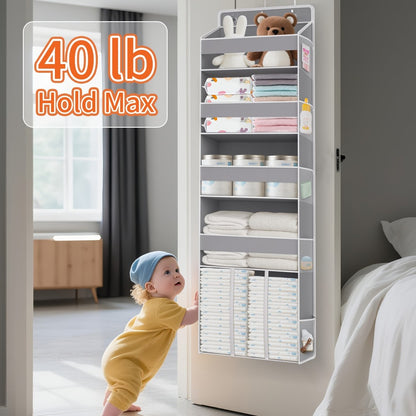 6-Shelf Over-the-Door Organizer - Clear Front and Side Pockets
