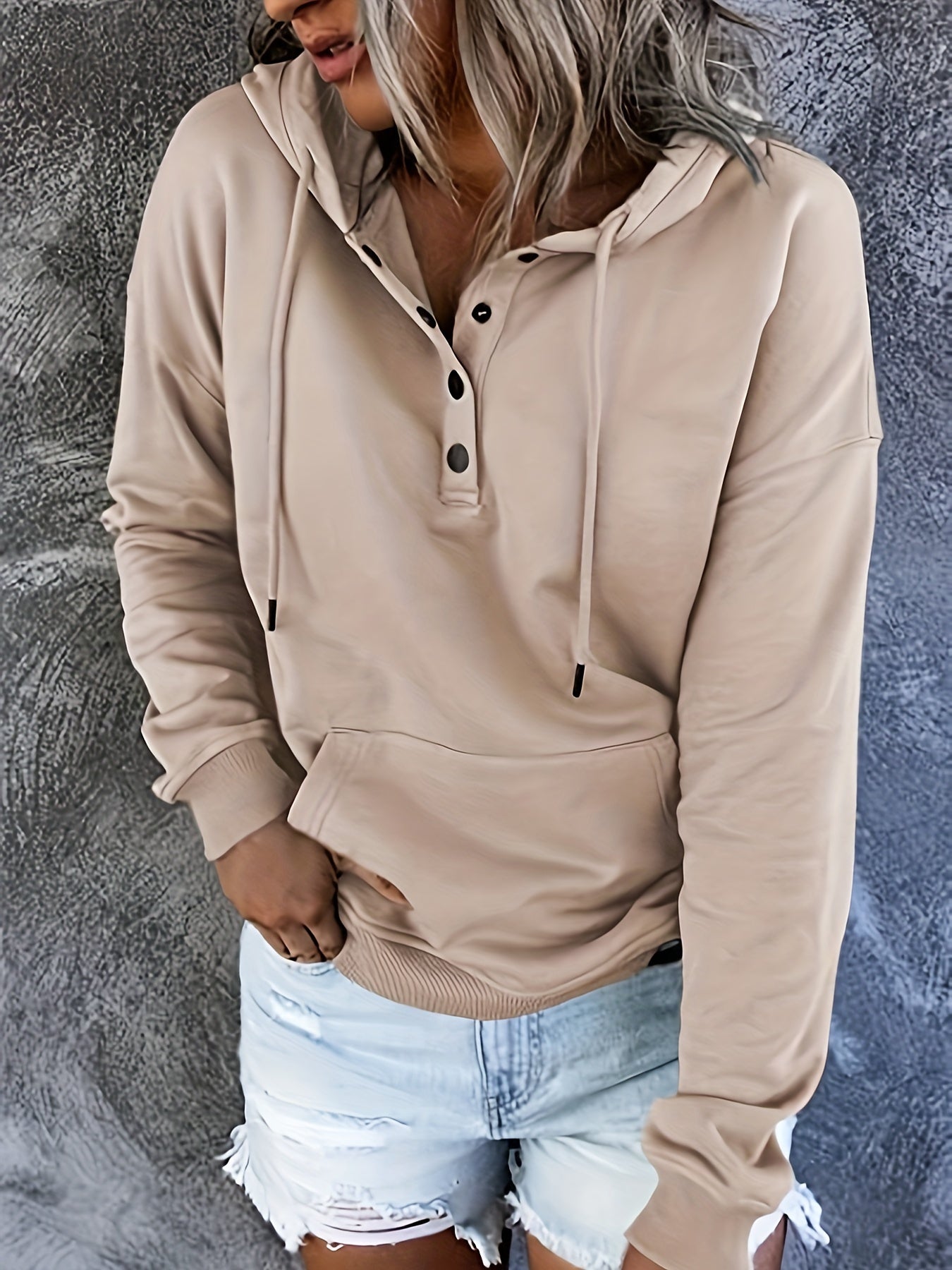 Hoodie for Women Sweatshirt Button Tops Casual Long Sleeve Oversize Pullover