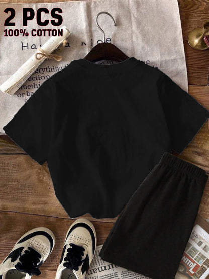 2pcss New Summer Girl When You Can'T Find The Sunshine, Be The Sunshine Short-Sleeved 100% T-Shirt And Shorts 2pcs Set Perfect for Outdoor Activities