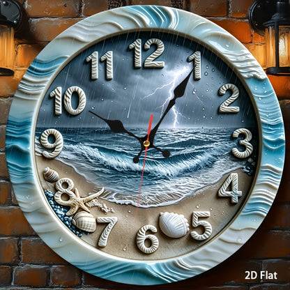 Beach Scene Nursery Wall Clock - Battery-Powered Coastal Design