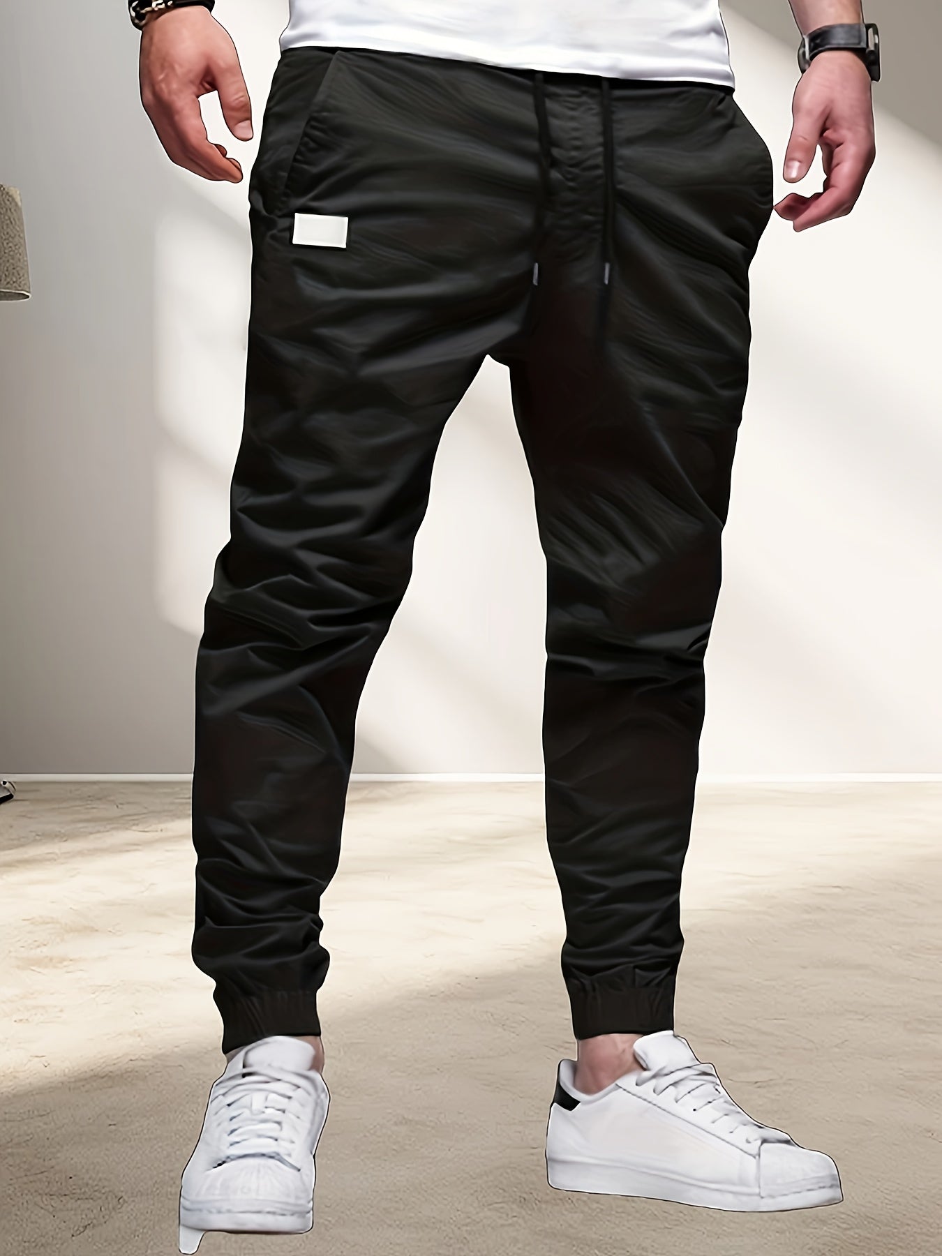 3pcs Men'S Spring And Autumn Regular Fit Fashion Pants And Sweatpants Casual Sports And Outdoor Pocket Elasticated Waist Drawstring Trousers