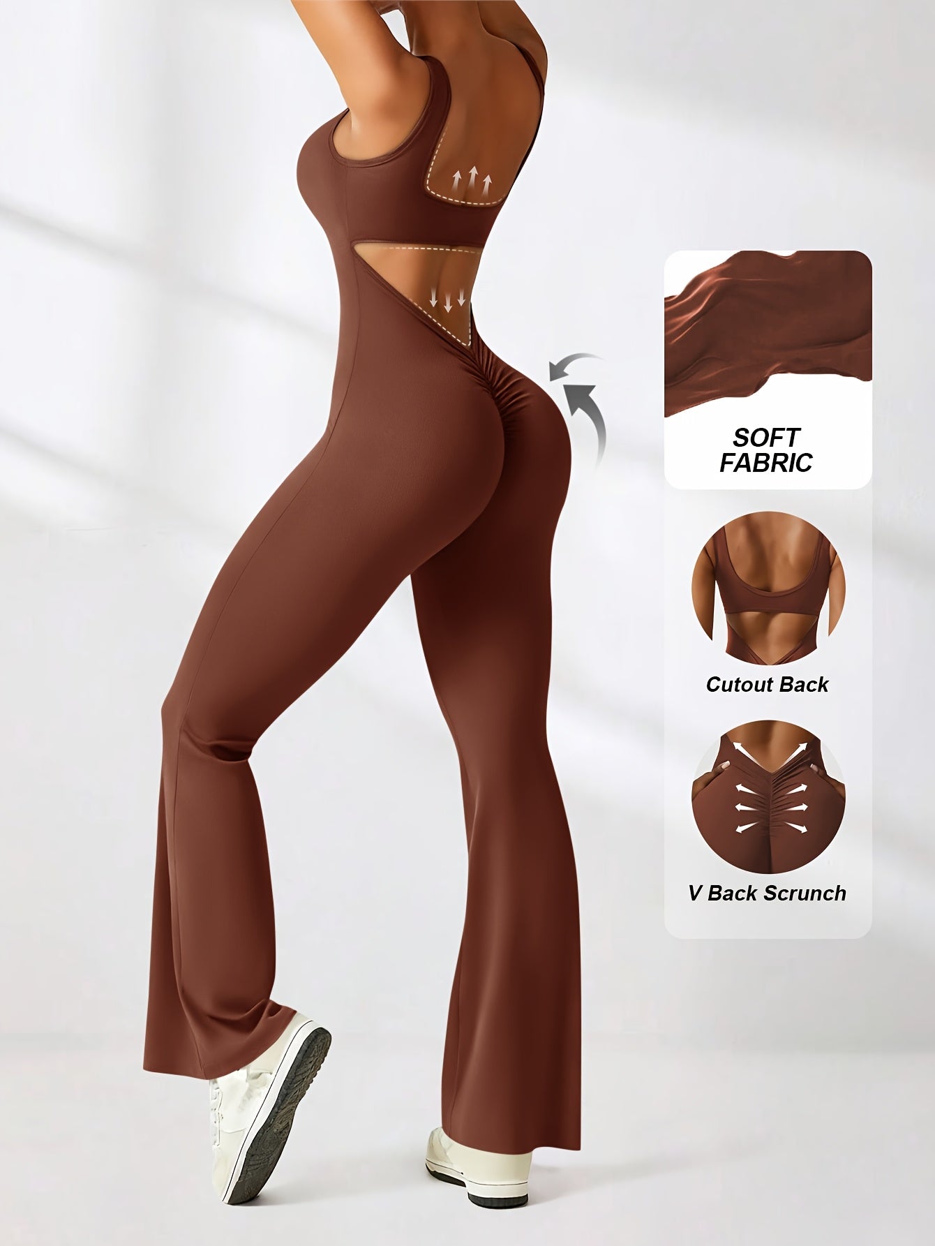 2pcs Women Flare Jumpsuit, Square Neck Hollow Out Backless Sexy Hip Folds, for And Daily Wear Women'S First Choice for Christmas And Thanksgiving Gifts