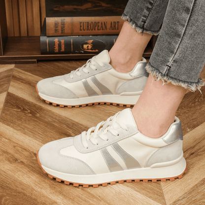 Women's Genuine Leather Chunky Lug Sole Lace Up Running Shoes Casual Designed Fashion Sporty Sneakers AA1127n