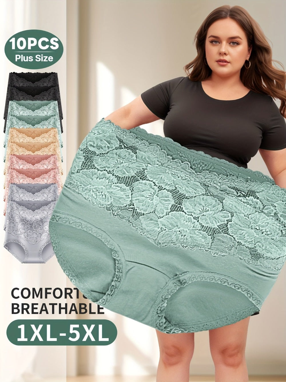 Women’s Plus Size 10-Pack High-Waist Shapewear Briefs - Tummy Control Support - Style 0645