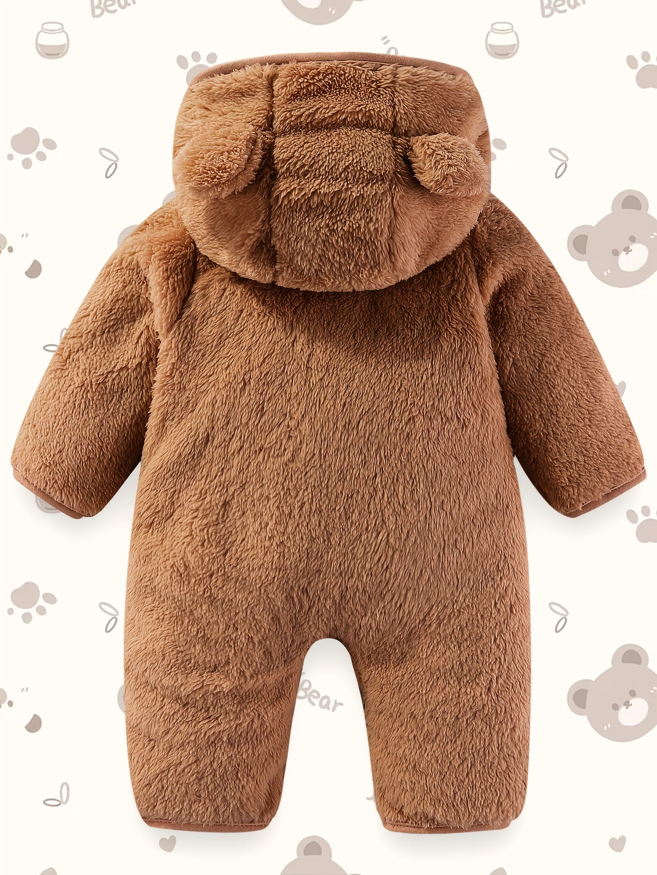 Newborn Baby Outfit Suit Bear Onesie Fold-Over Mittens Footies Girls Boys Winter Fleece Clothes Hooded Jumpsuit Romper