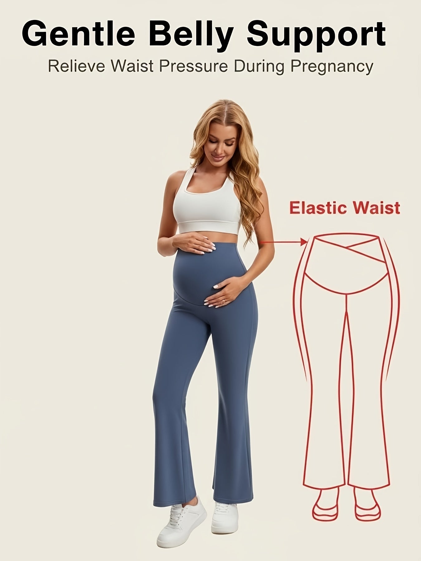 4pcs High-Waisted Maternity Yoga Pants with Belly Band Support - Soft Stretchy Pregnancy Workout Leggings, Suitable for Fitness, Running, Belly-Bottom Design for Prenatal Exercise & Casual Attire, Machine Washable