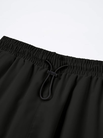 Women'S Casual Cargo Pants, Elastic High Waist Drawstring Loose Wide Leg Trousers, Multi-Pocket Utility Pants, Lightweight Quick Dry, Streetwear Y2K Style, Hiking Outdoor Jogger Pants for Daily/Travel/Workout, Black/Gray/Khaki